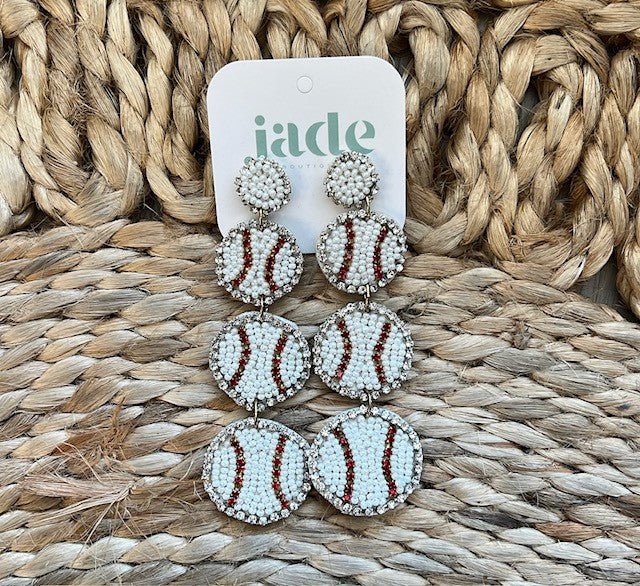 Baseball Stack Seed Bead Earrings