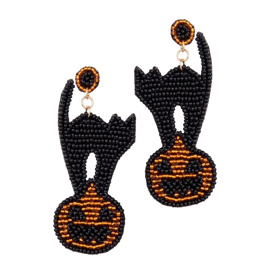 Laura Janelle : Black Cat & Pumpkin Earrings