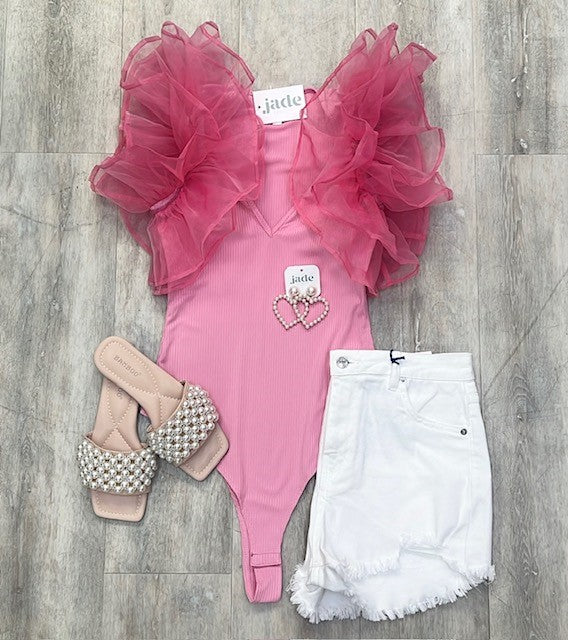 Ruffle Pink Bodysuit