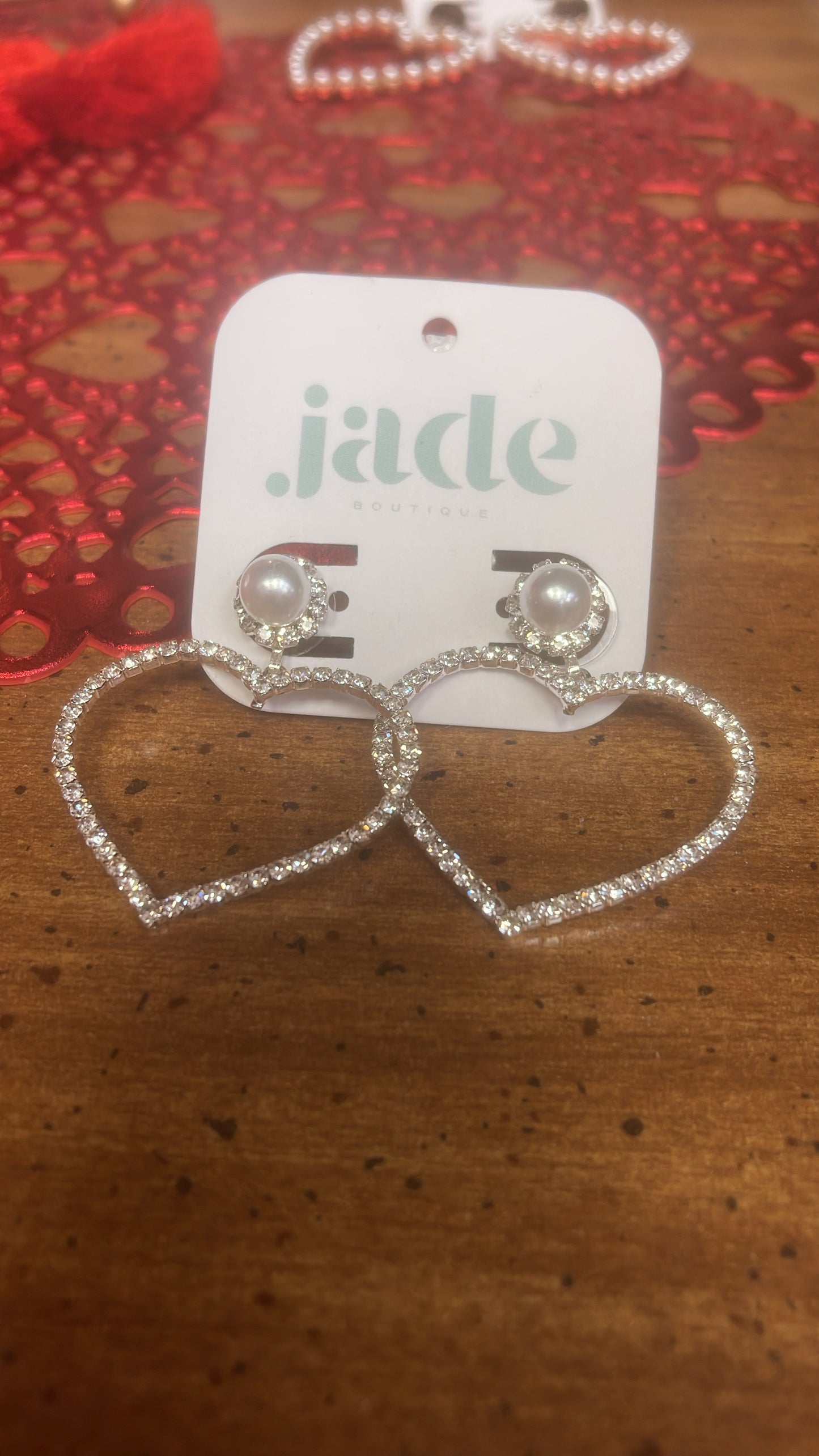 Pearl & Crystal Heart Earrings