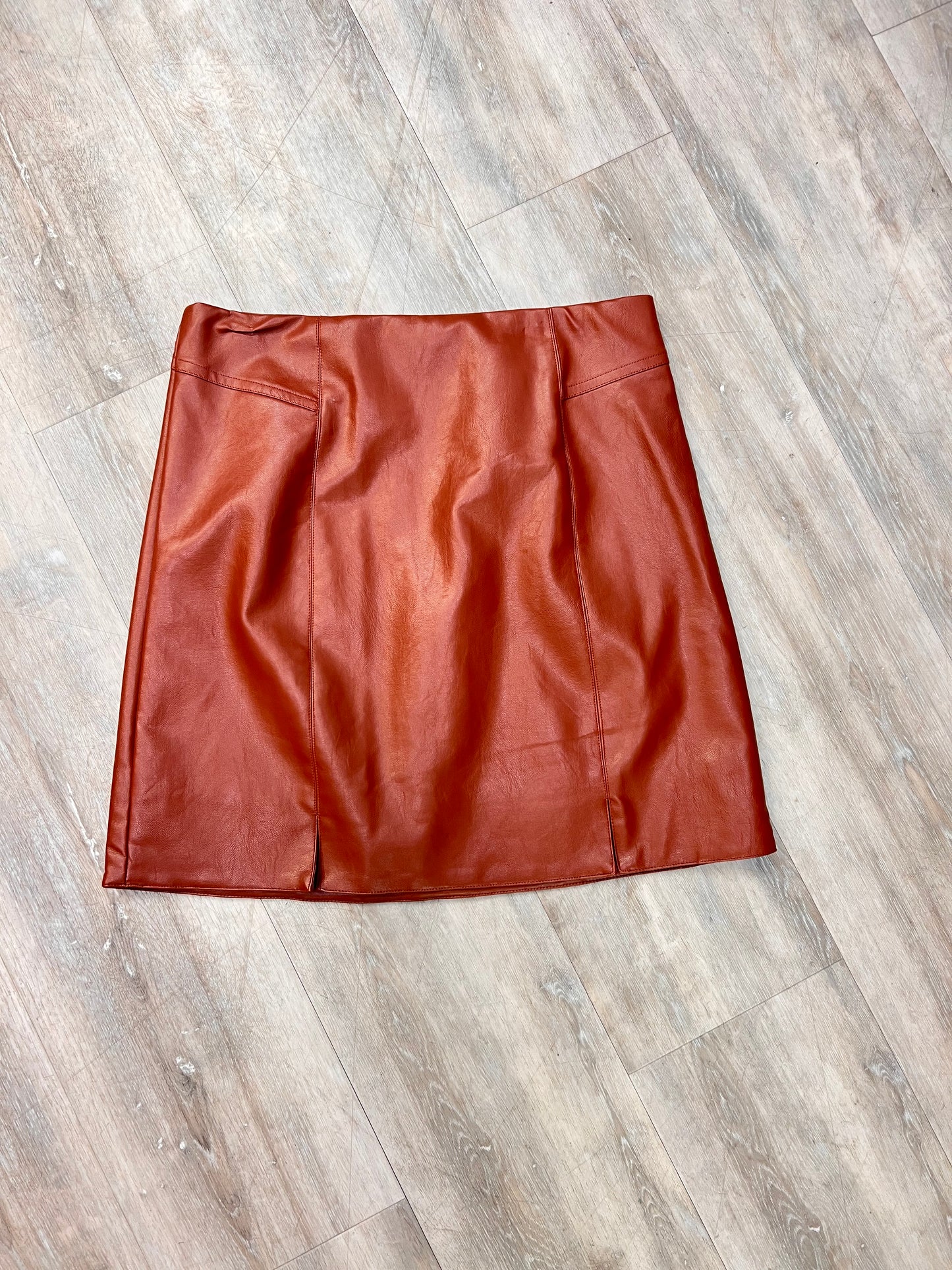 Rust Brown Leather Skirt