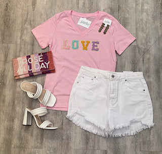 'LOVE' Tee in Pink