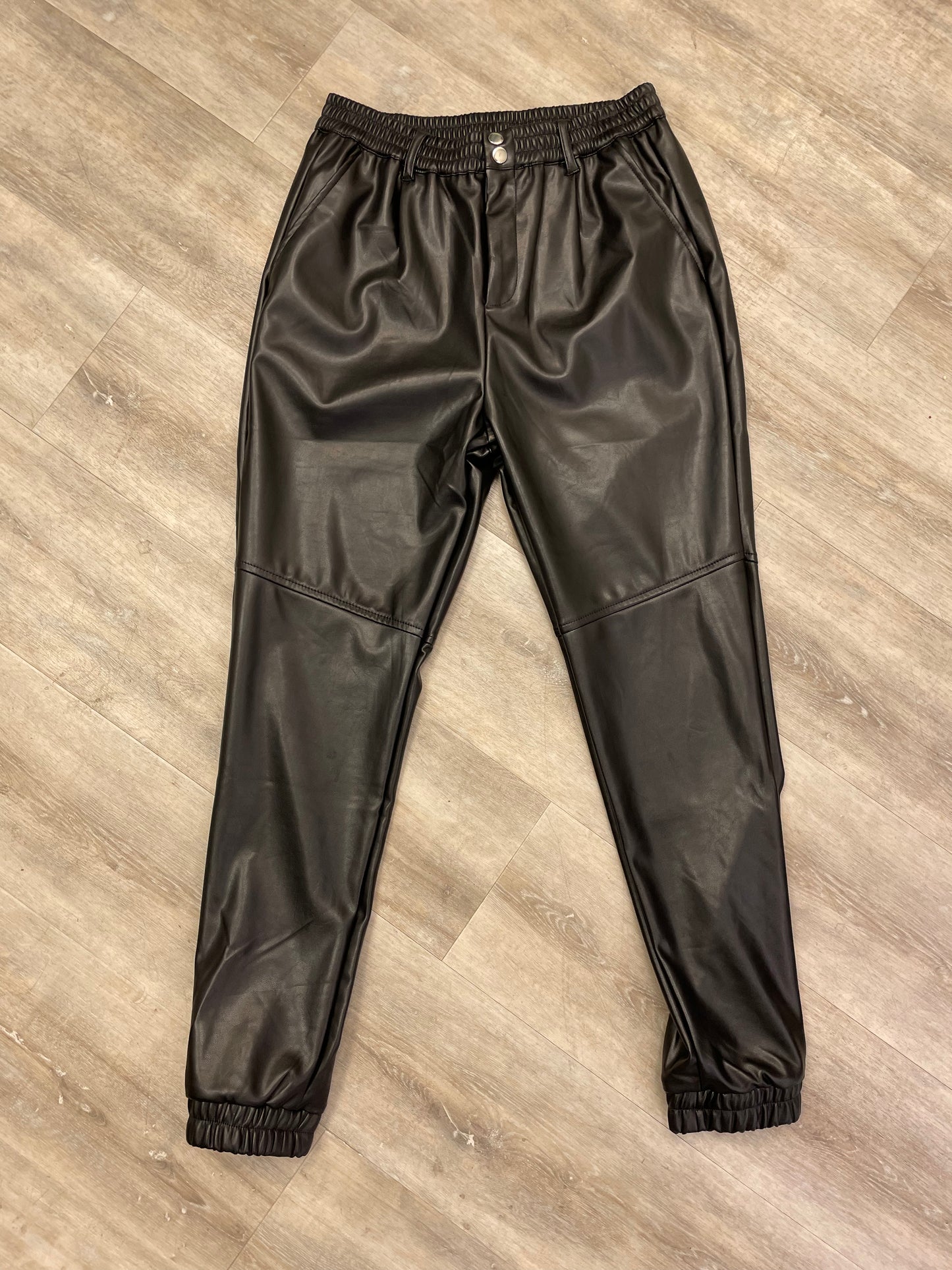 Black Leather Joggers