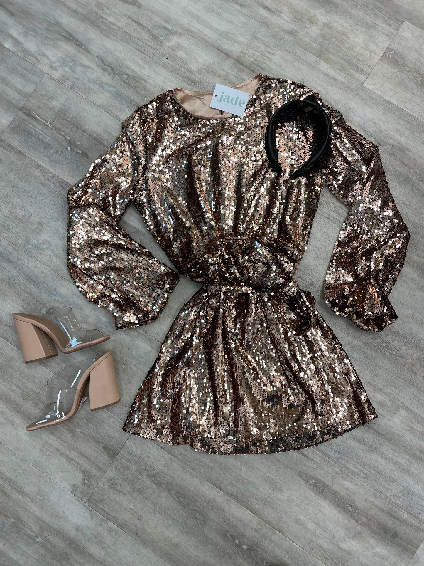 Copper Sequin Mini Dress