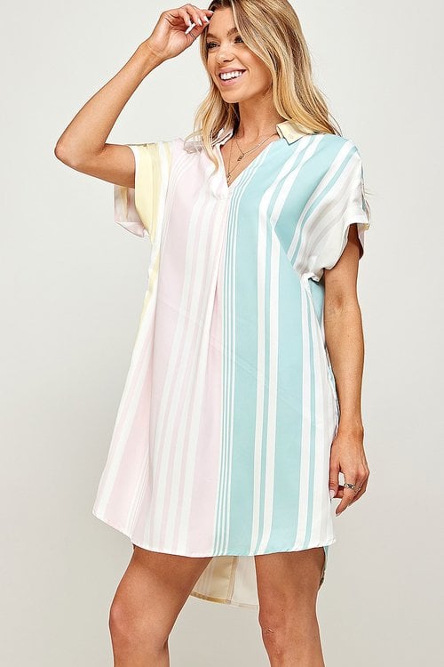 Pastel Striped Mini Dress