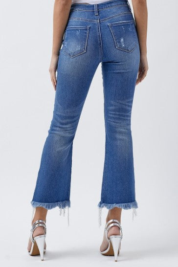 Mid Rise Ankle Flare Jeans